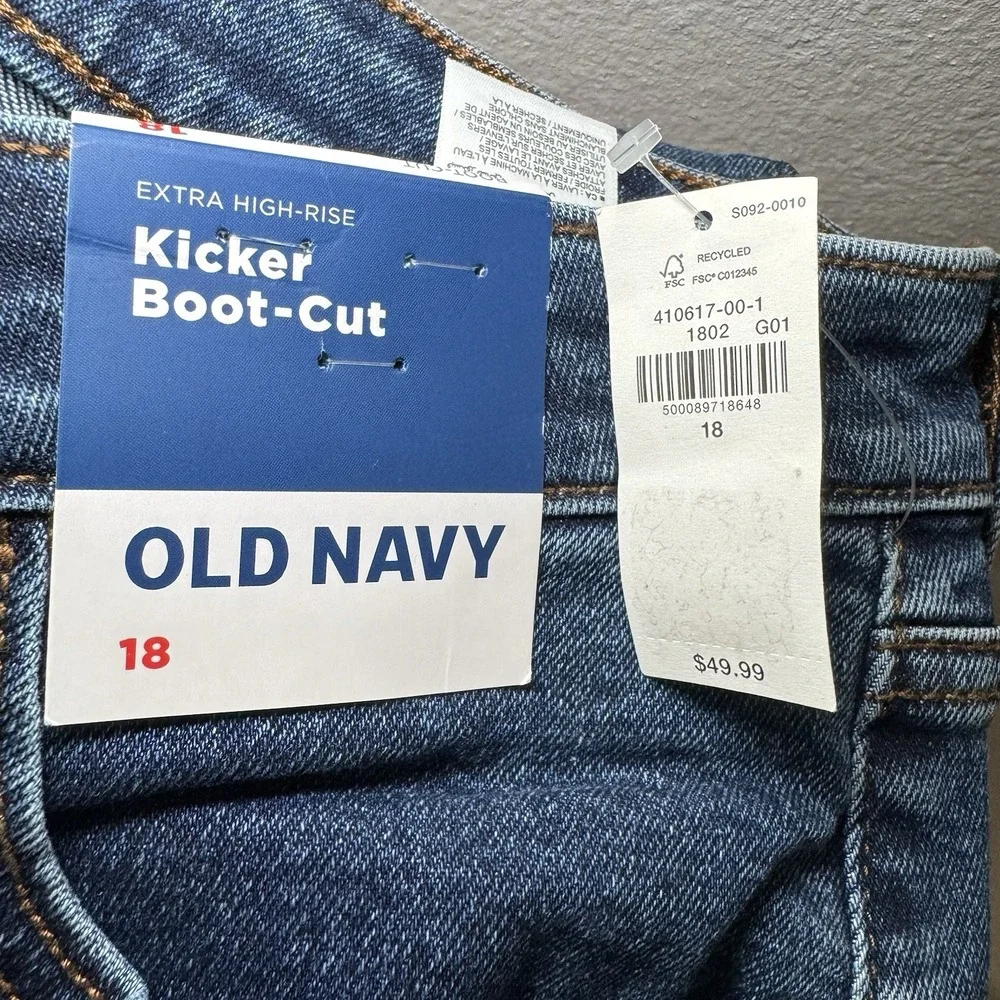 Old Navy Extra High-Rise Kicker Boot-Cut Secret-Slim Pockets Lot Of 2 SZ 18 NWT - Picture 3 of 15